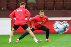TRENING REPREZENTACJA POLSKI MECZ ELIMINACJE DO MISTRZOSTW EUROPY 2020 GRUPA G: POLSKA - LOTWA --- POLISH TEAM PRACTICE BEFORE QUALIFICATION FOR UEFA EURO 2020 MATCH GROUP G IN WARSAW: POLAND - LATVIA ARKADIUSZ MILIK