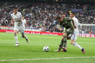 LIGA MISTRZOW REAL MADRYT - LEGIA WARSZAWA CHAMPIONS LEAGUE REAL MADRID - LEGIA WARSAW JAMES RODRIGUEZ  BARTOSZ BERESZYNSKI  CRISTIANO RONALDO