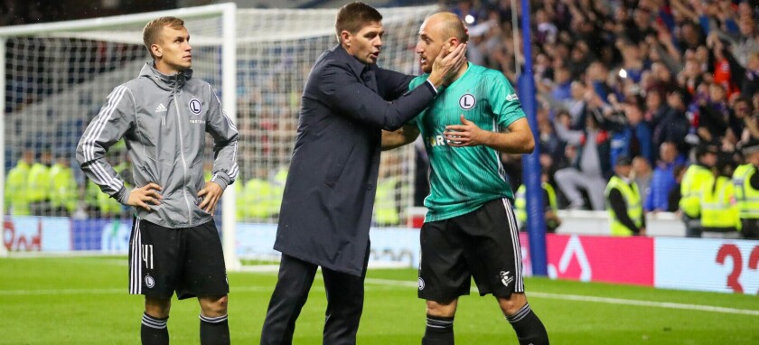 LIGA EUROPA RANGERS FC - LEGIA WARSZAWA RANGERS FC - LEGIA WARSAW PAWEL STOLARSKI  STEVEN GERRARD  WALERIAN GWILIA
