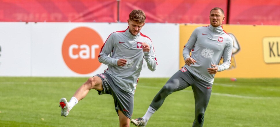 Trening reprezentacji Polski - Sebastian Szymański i Matty Cash